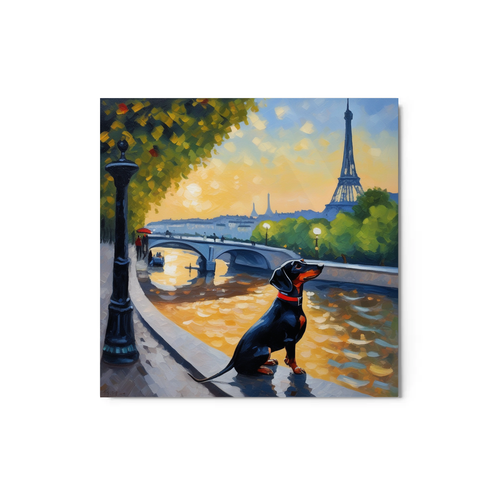 PugMug Custom Black Dachshund Metal Print