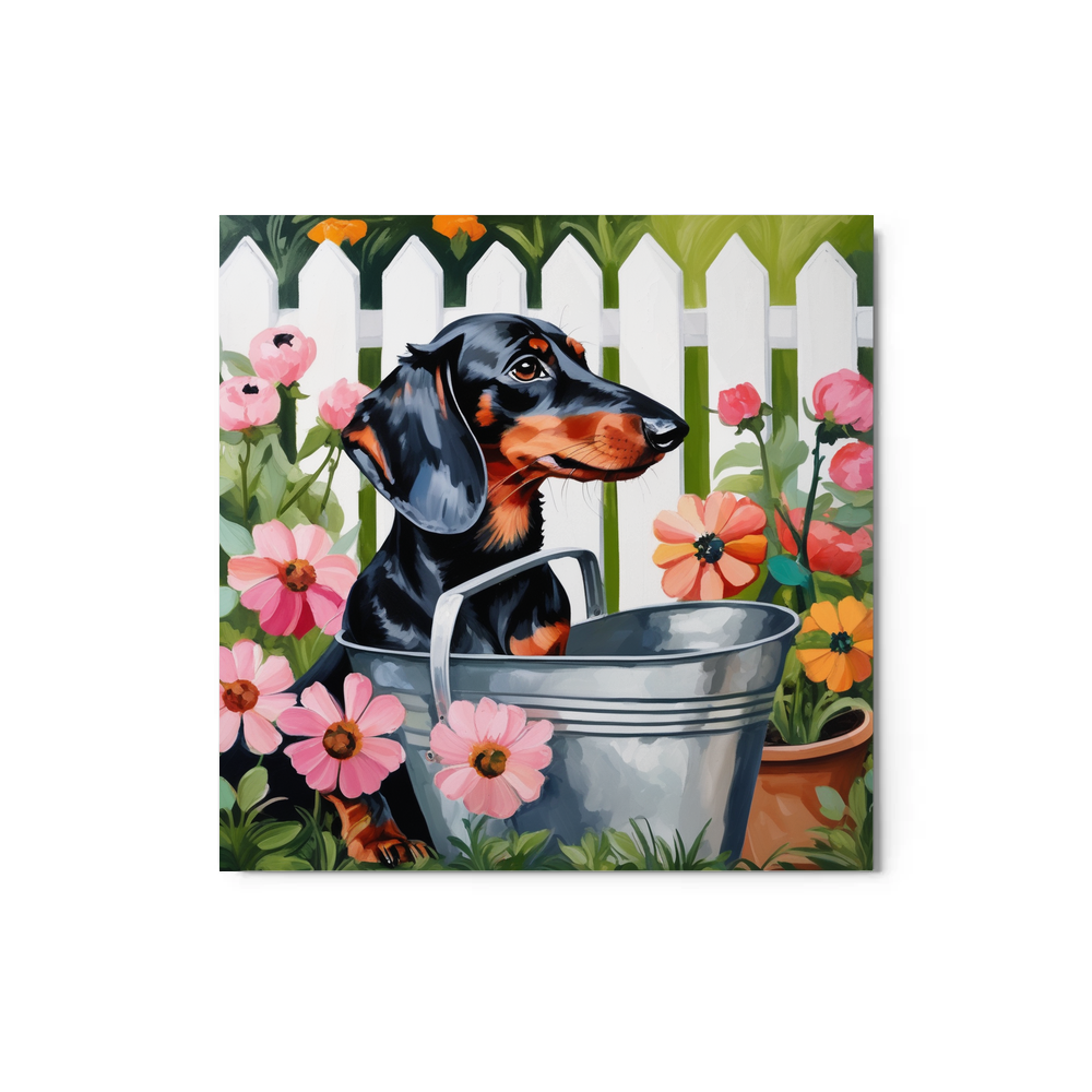 PugMug Custom Black Dachshund Metal Print