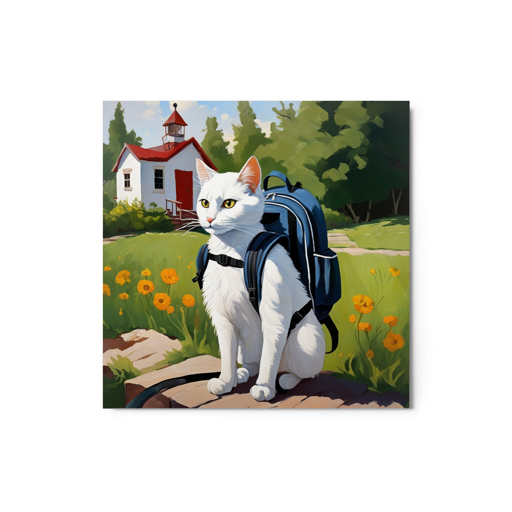 PugMug Custom White Companion Cat Metal Print