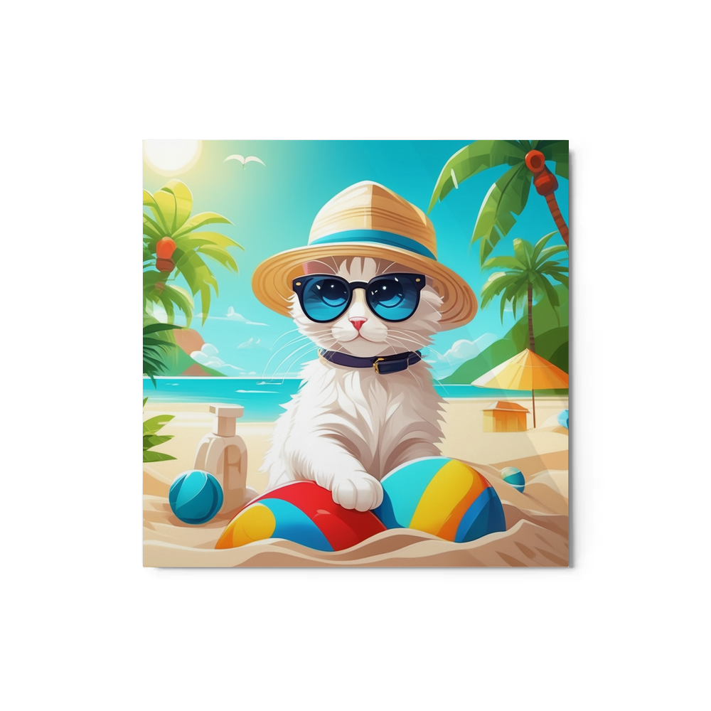 PugMug Custom White Companion Cat Metal Print