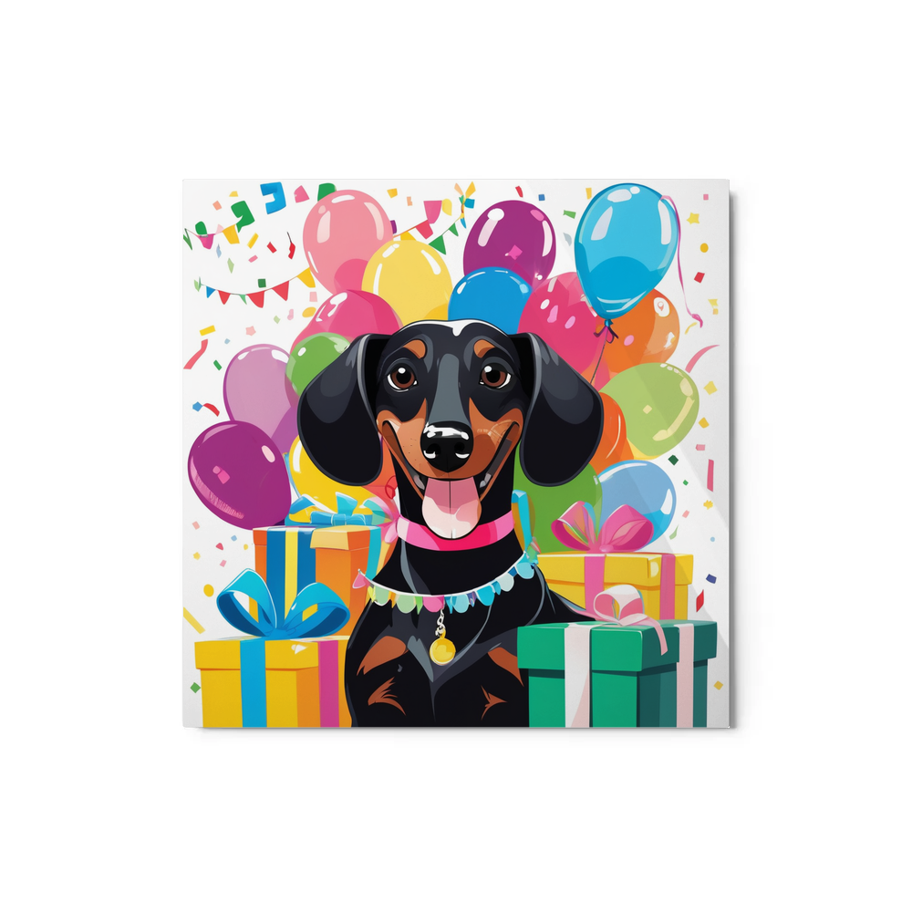 PugMug Custom Black Dachshund Metal Print