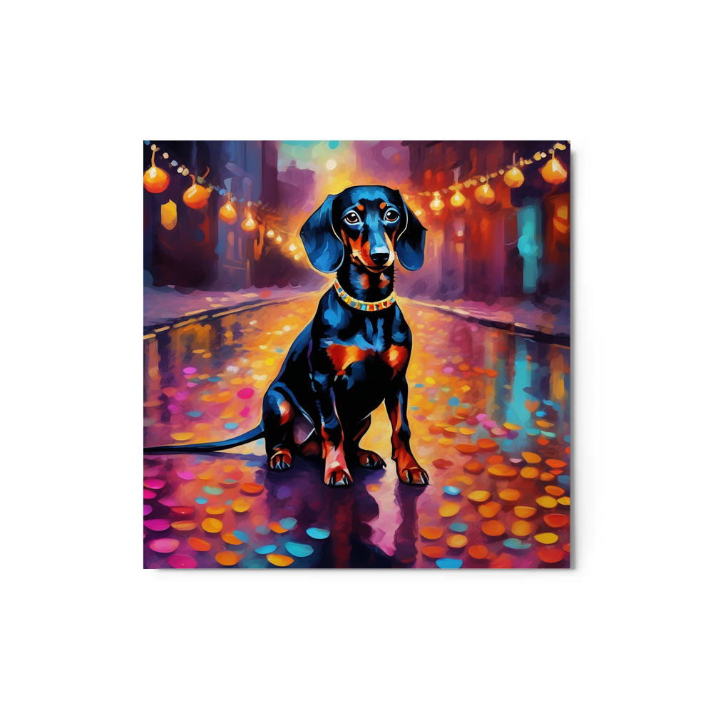 PugMug Custom Black Dachshund Metal Print