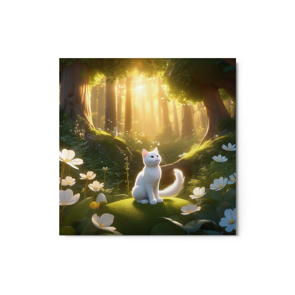 PugMug Custom White Companion Cat Metal Print