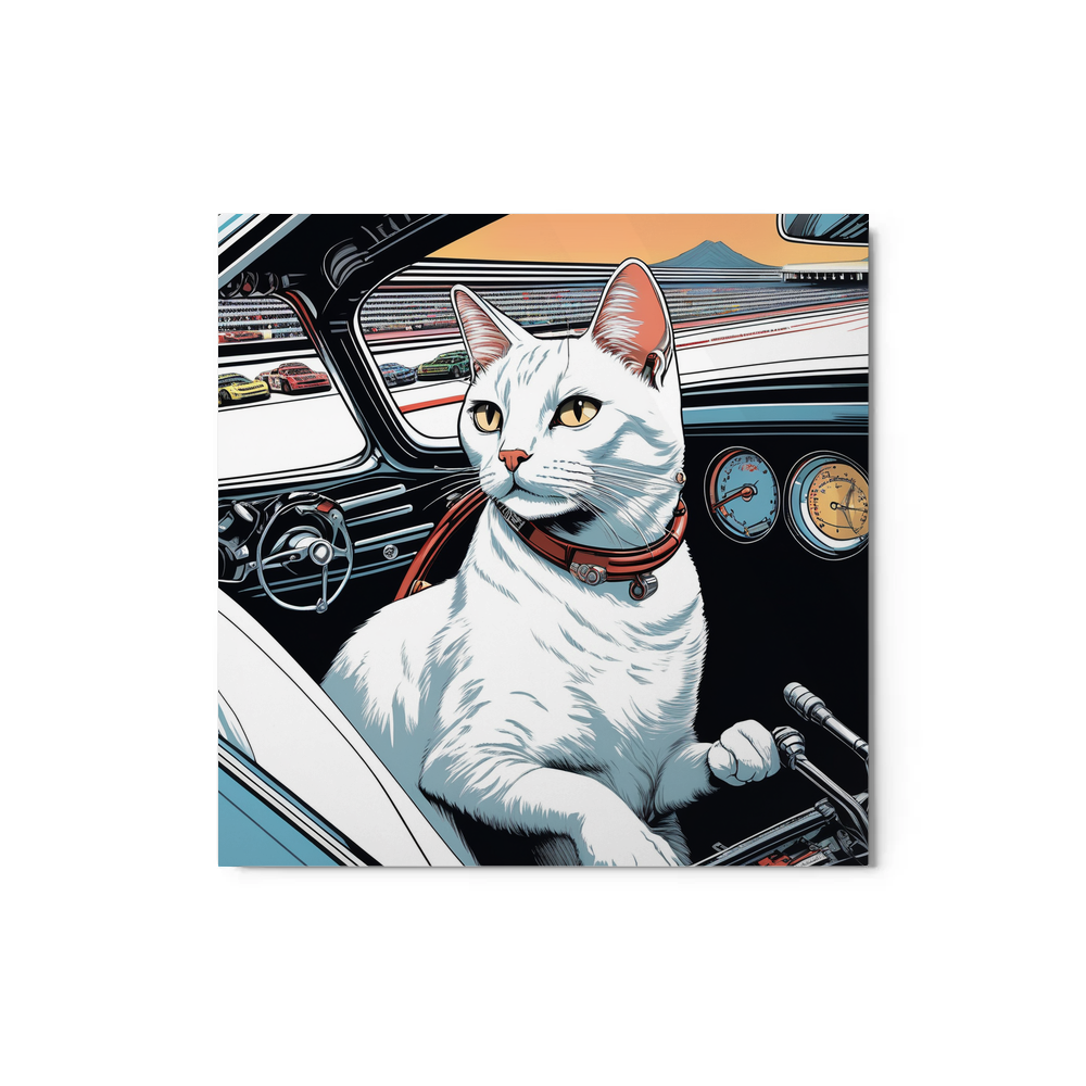 PugMug Custom White Companion Cat Metal Print