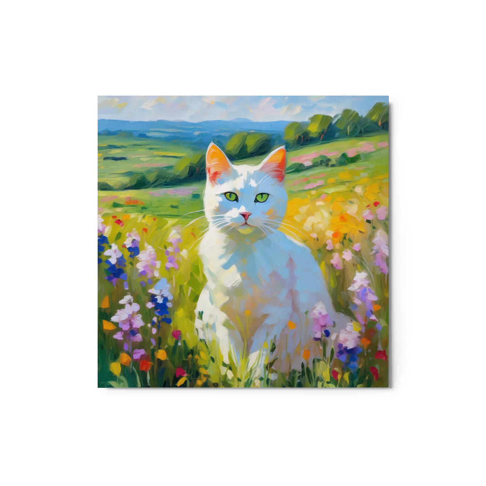 PugMug Custom White Companion Cat Metal Print