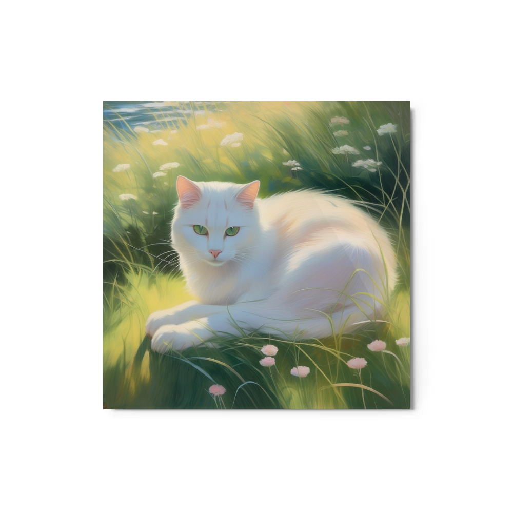 PugMug Custom White Companion Cat Metal Print