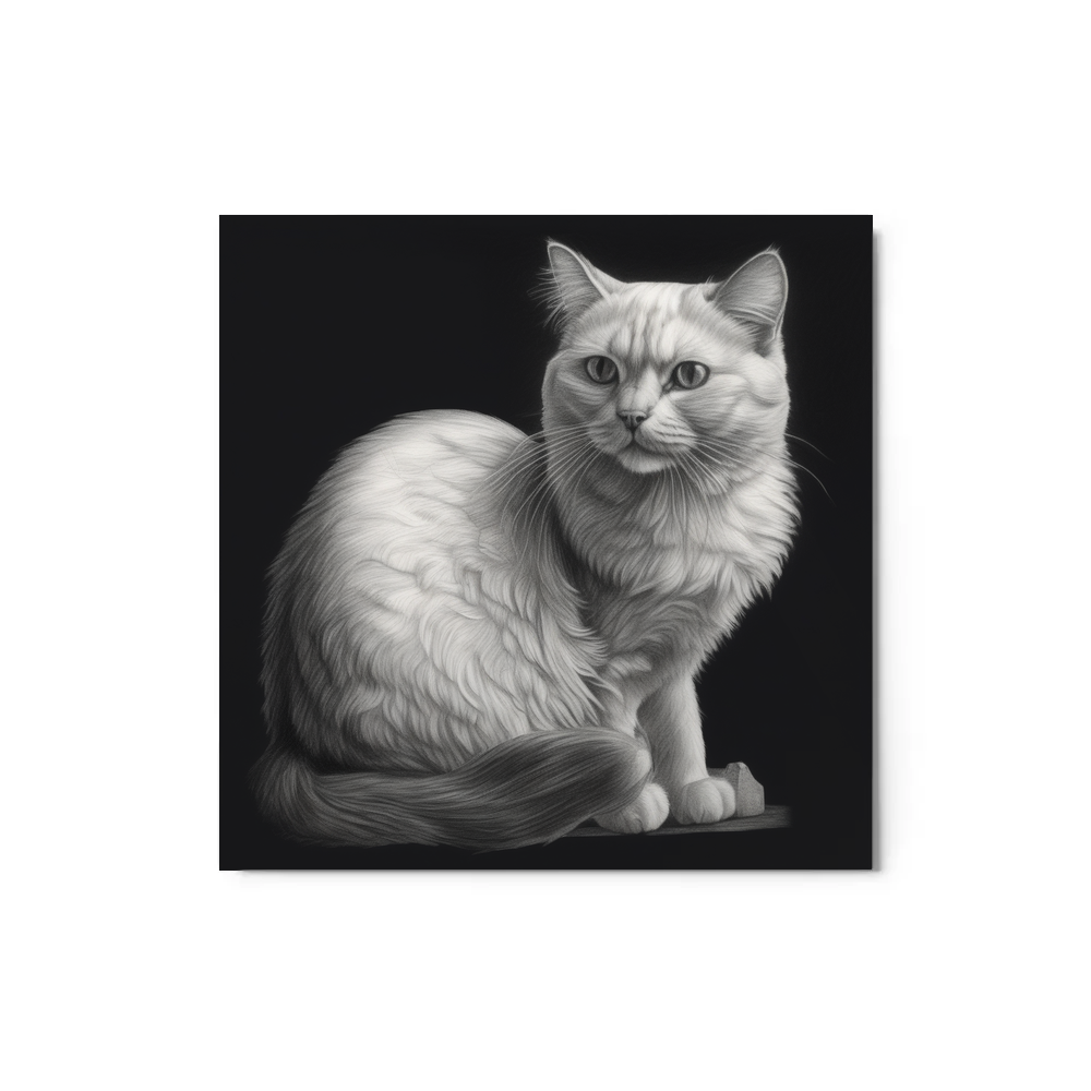 PugMug Custom White Companion Cat Metal Print
