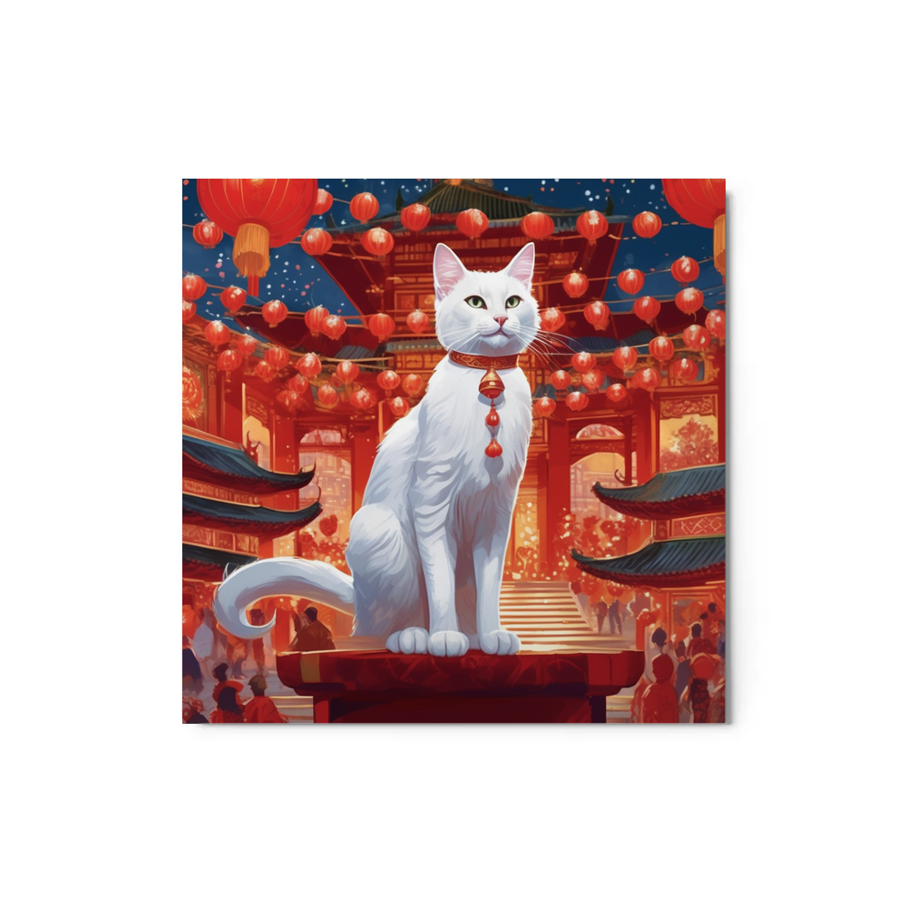 PugMug Custom White Companion Cat Metal Print