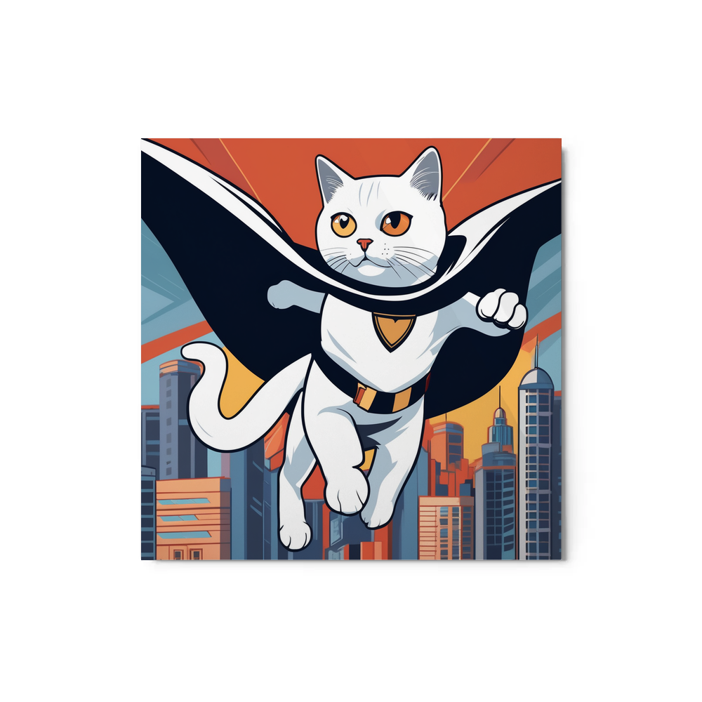 PugMug Custom White British Shorthair Cat Metal Print