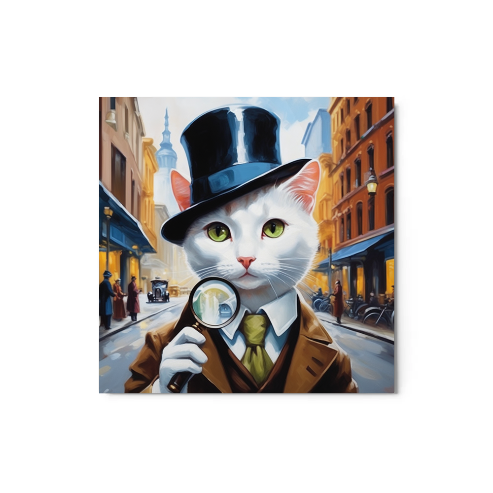 PugMug Custom White Companion Cat Metal Print