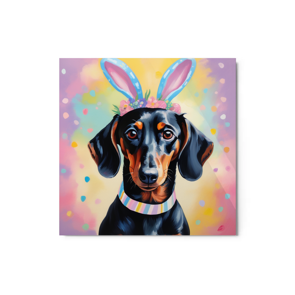 PugMug Custom Black Dachshund Metal Print