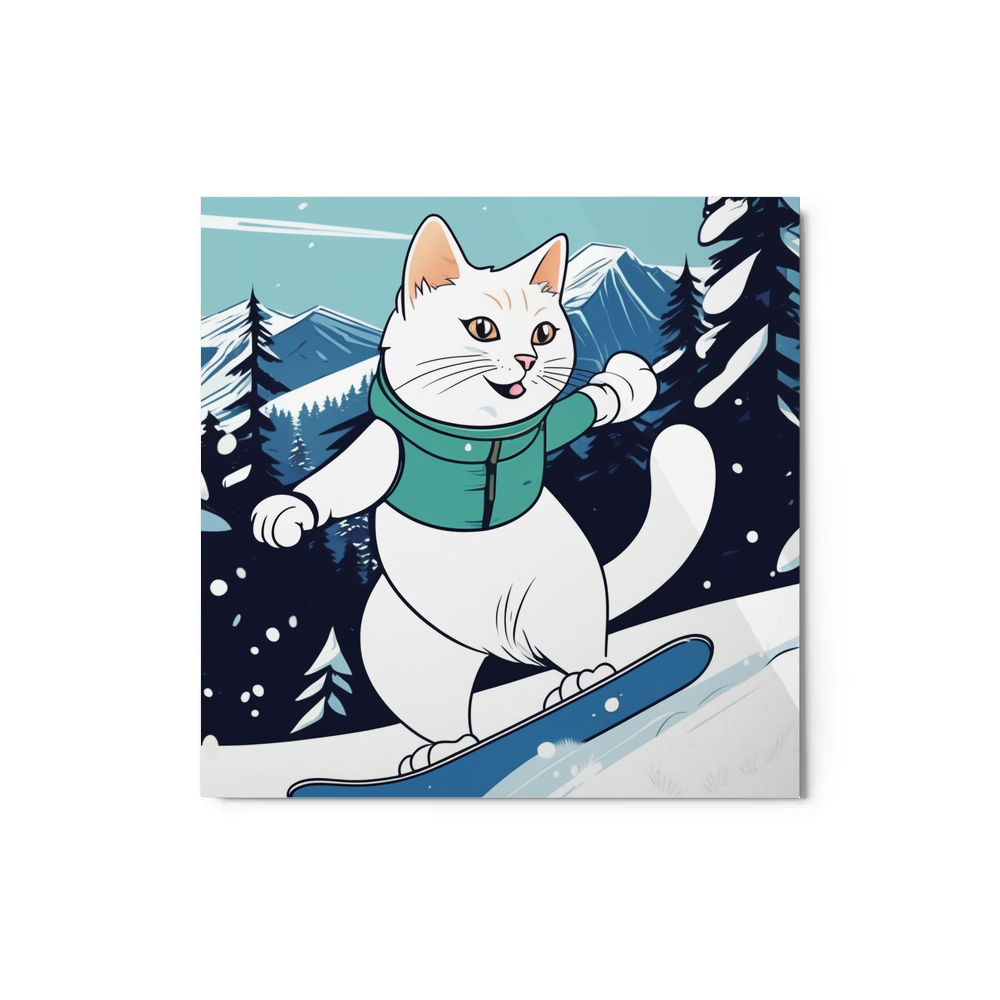 PugMug Custom White Companion Cat Metal Print