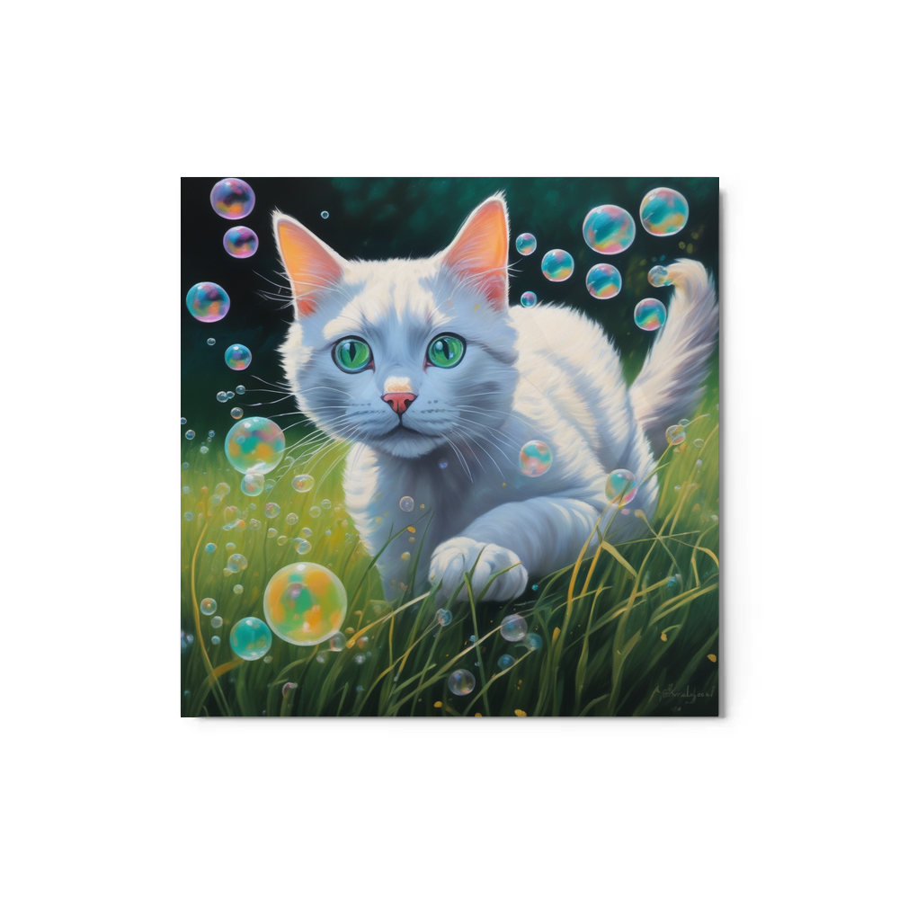 PugMug Custom White Companion Cat Metal Print