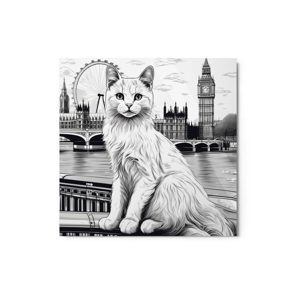 PugMug Custom White Companion Cat Metal Print