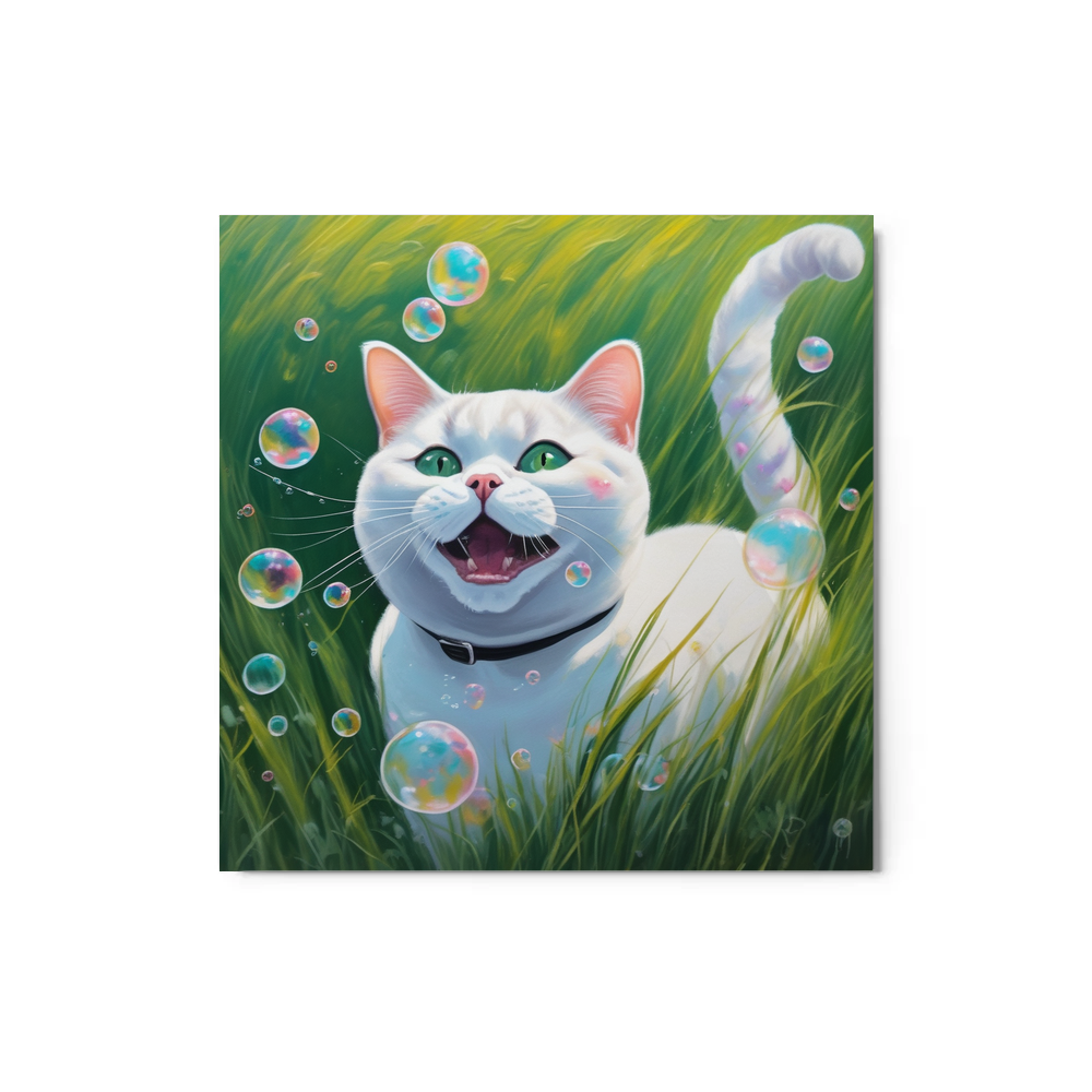 PugMug Custom White British Shorthair Cat Metal Print