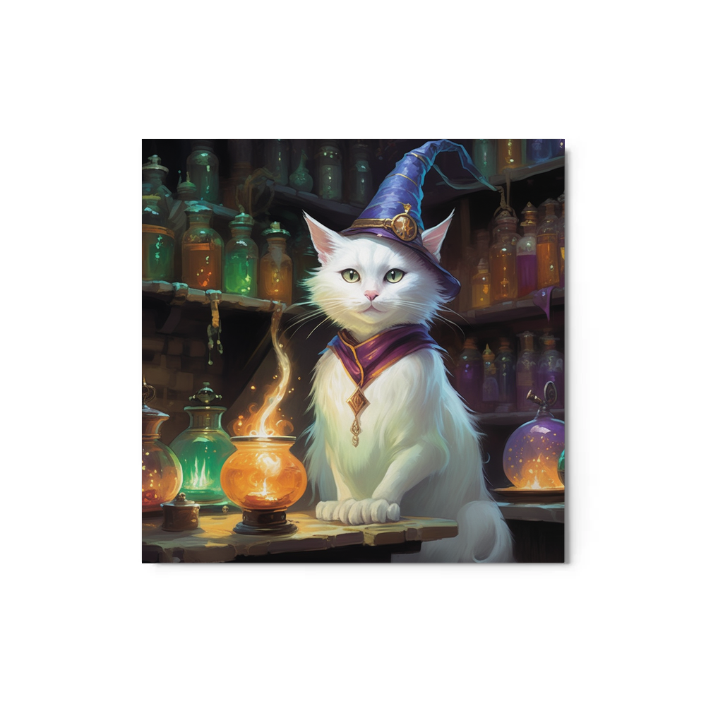 PugMug Custom White Companion Cat Metal Print