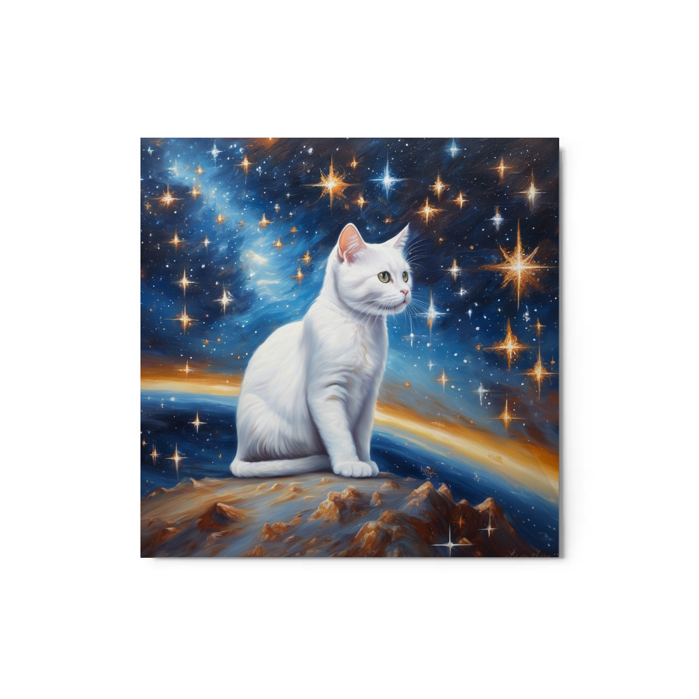 PugMug Custom White Companion Cat Metal Print