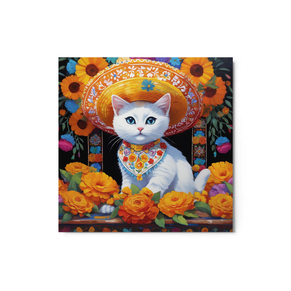 PugMug Custom White Companion Cat Metal Print