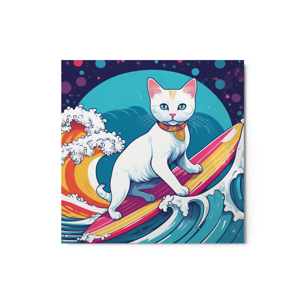 PugMug Custom White Companion Cat Metal Print