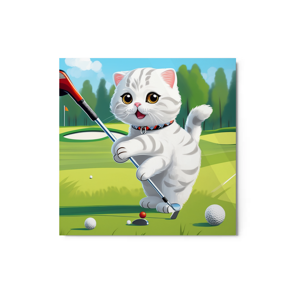 PugMug Custom White Scottish Fold Cat Metal Print