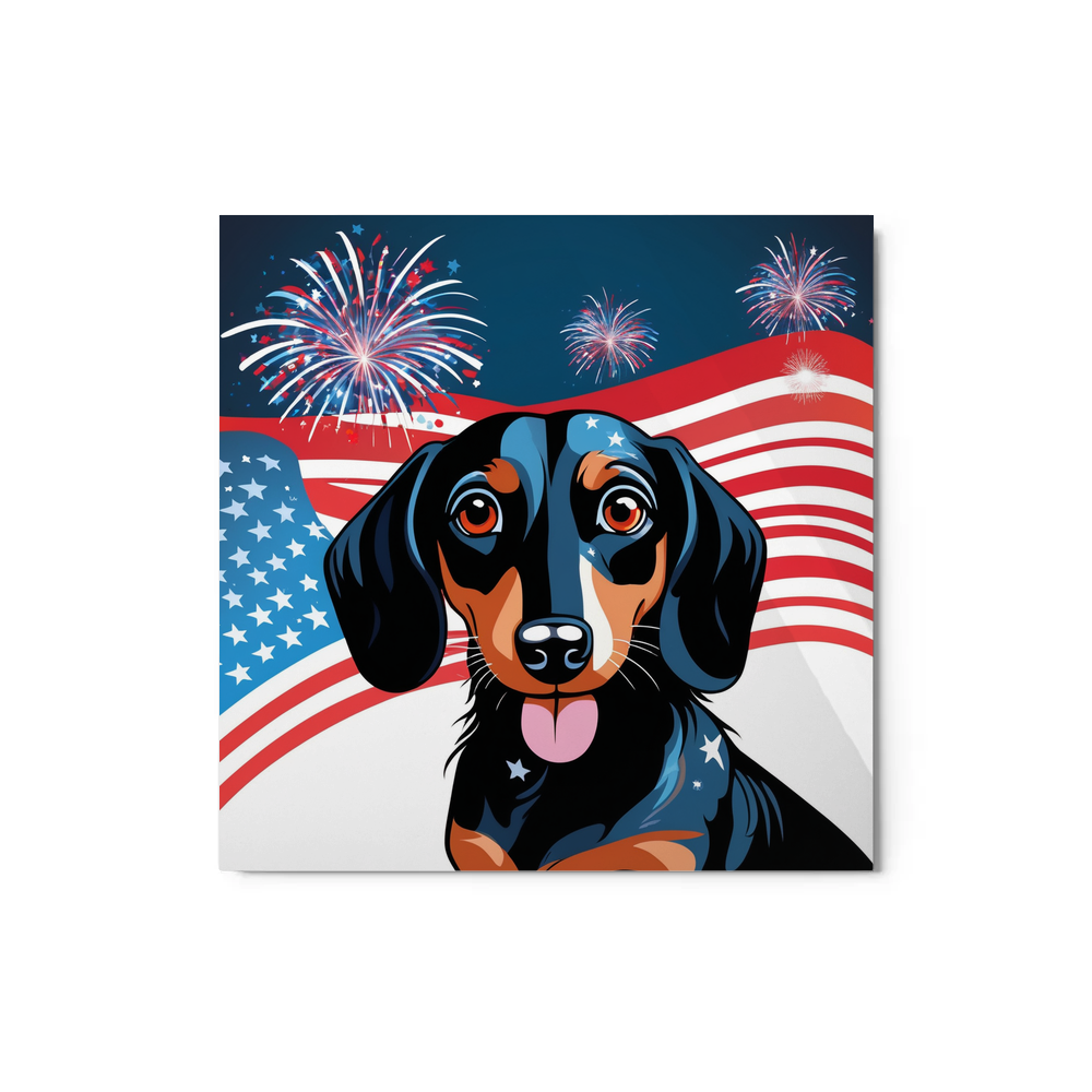 PugMug Custom Black Dachshund Metal Print