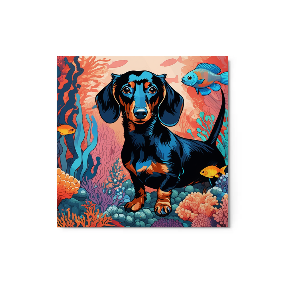 PugMug Custom Black Dachshund Metal Print