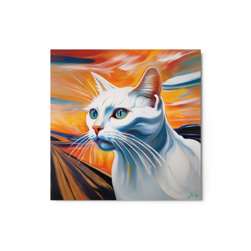 PugMug Custom White Companion Cat Metal Print