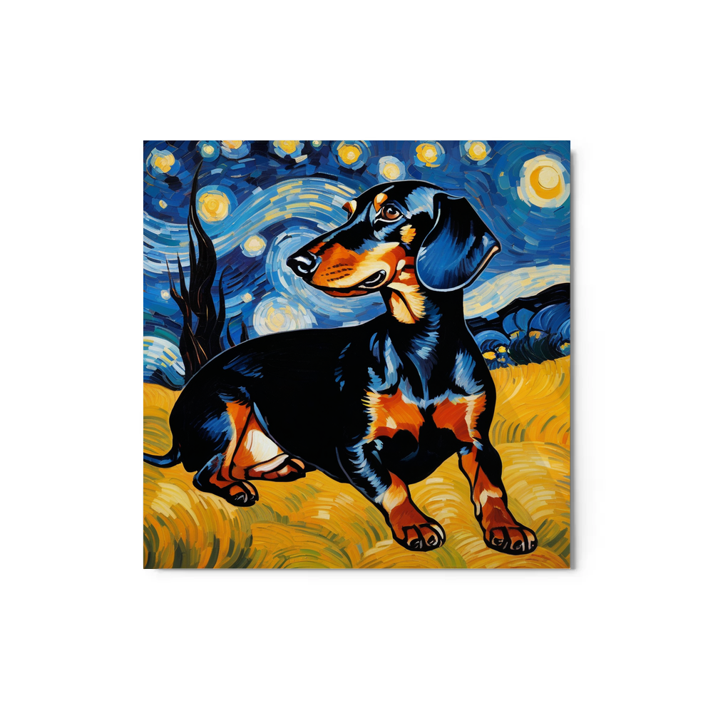 PugMug Custom Black Dachshund Metal Print