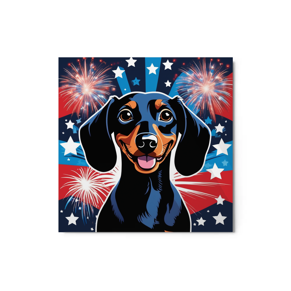 PugMug Custom Black Dachshund Metal Print