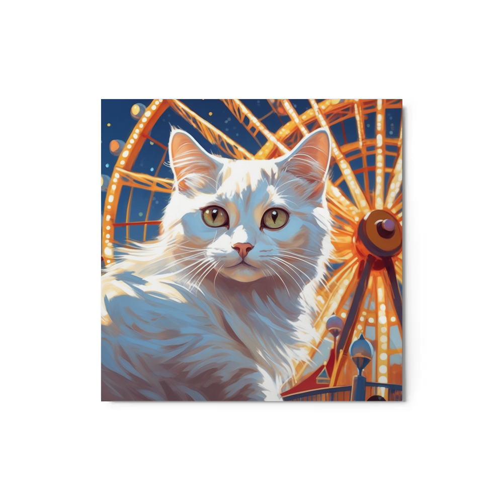 PugMug Custom White Companion Cat Metal Print