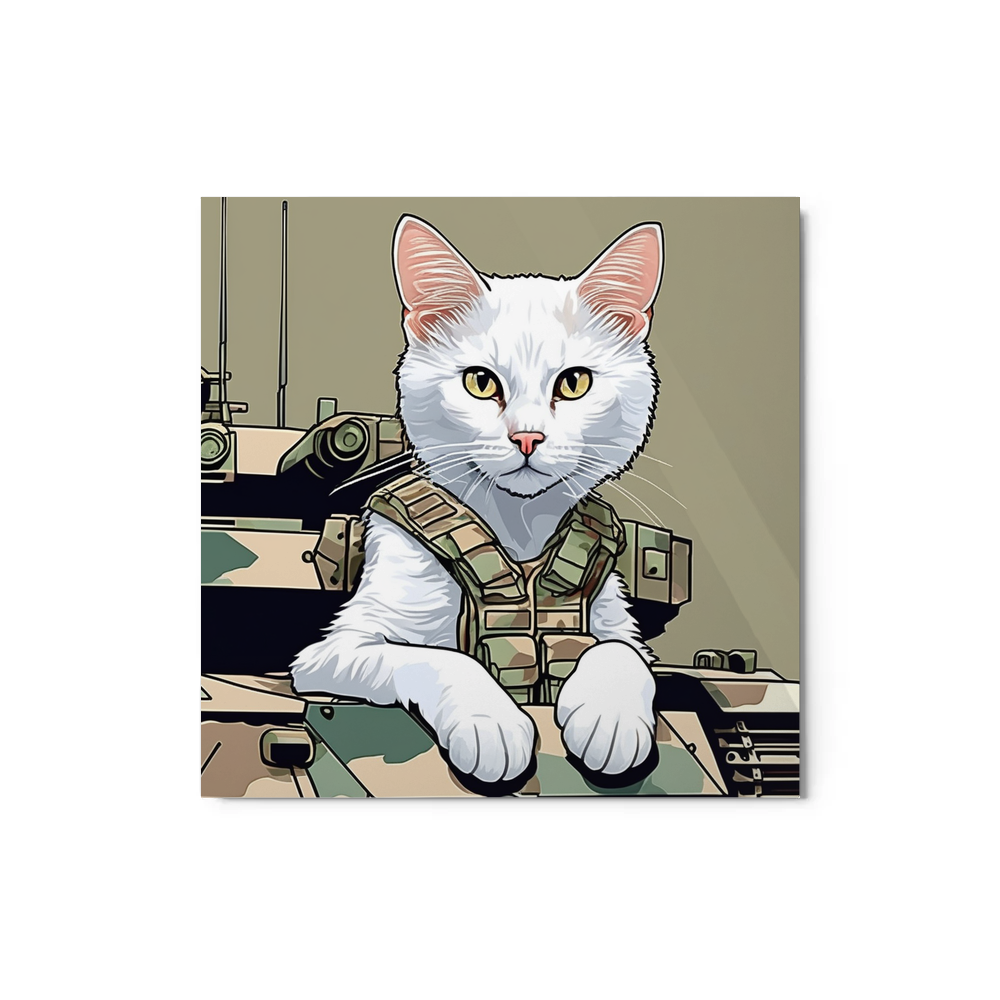 PugMug Custom White Companion Cat Metal Print