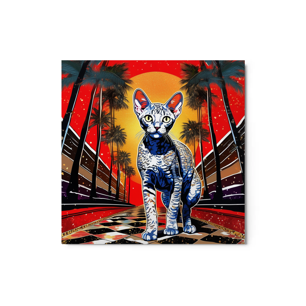 PugMug Custom Tabby Devon Rex Cat Metal Print