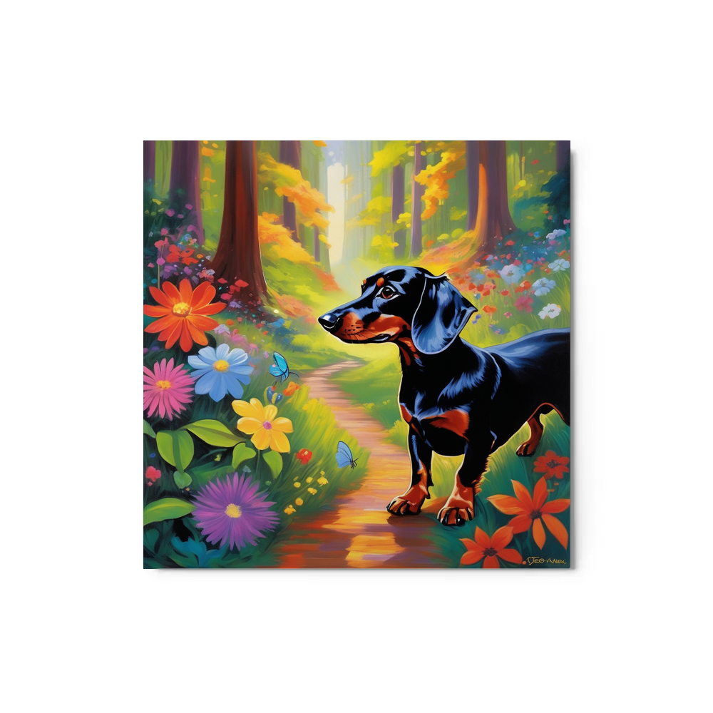 PugMug Custom Black Dachshund Metal Print