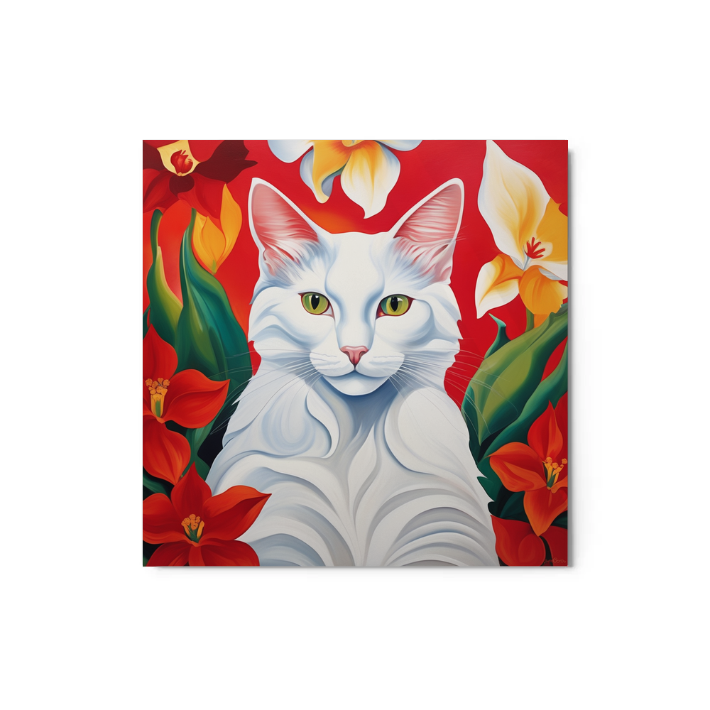 PugMug Custom White Companion Cat Metal Print