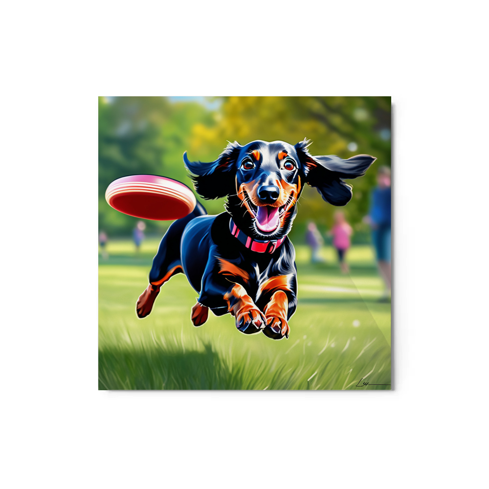 PugMug Custom Black Dachshund Metal Print