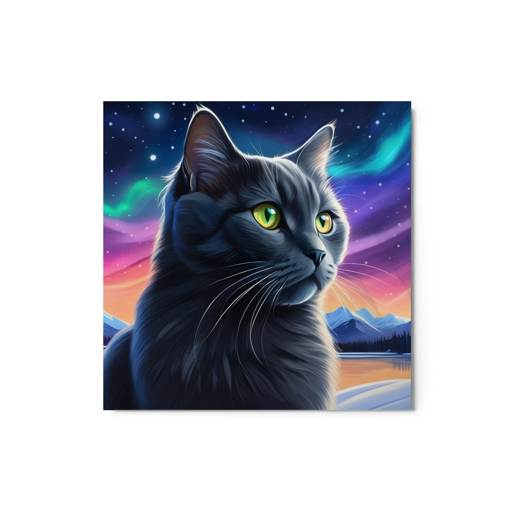 PugMug Custom Black British Shorthair Cat Metal Print