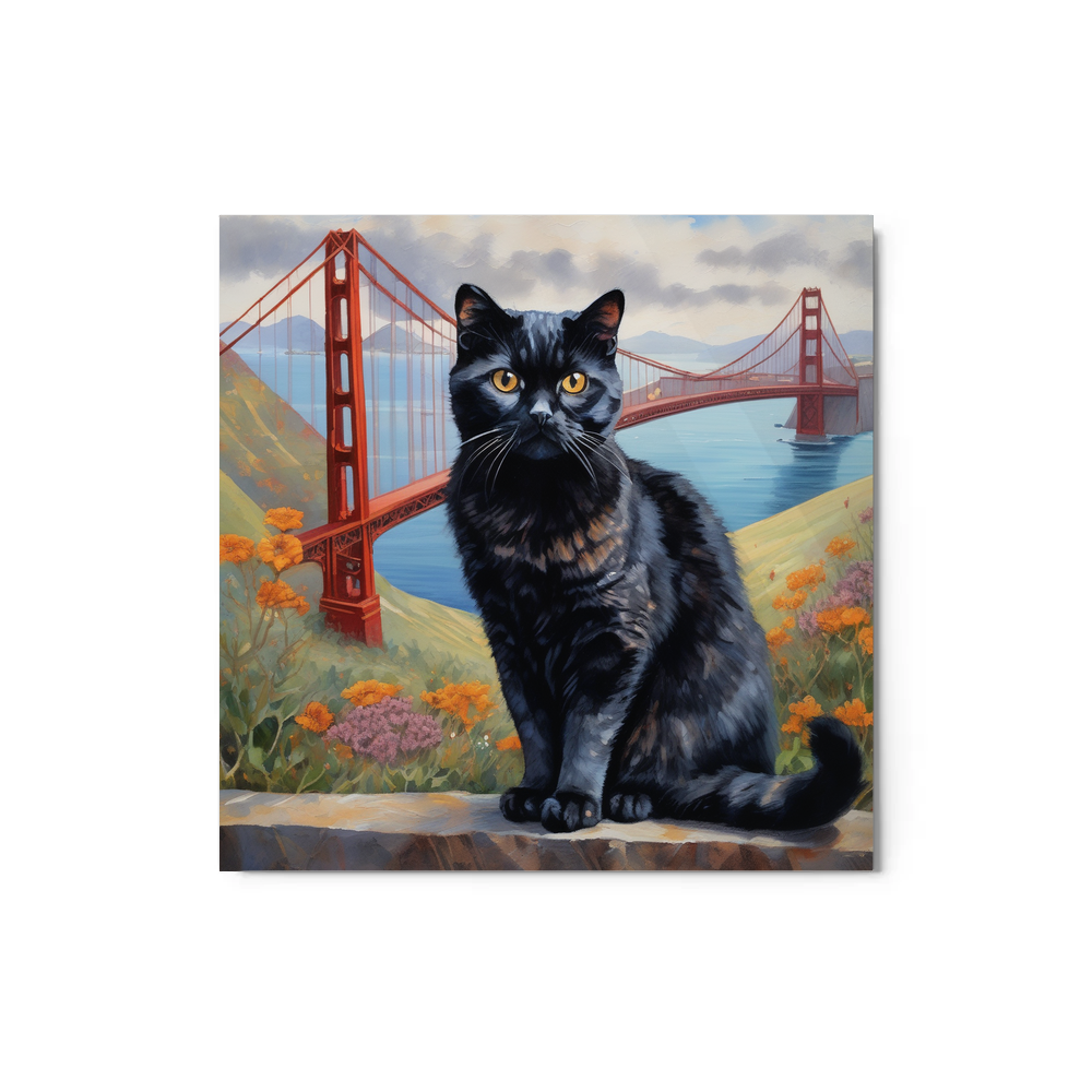 PugMug Custom Black Scottish Fold Cat Metal Print
