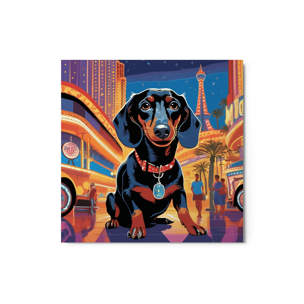 PugMug Custom Black Dachshund Metal Print