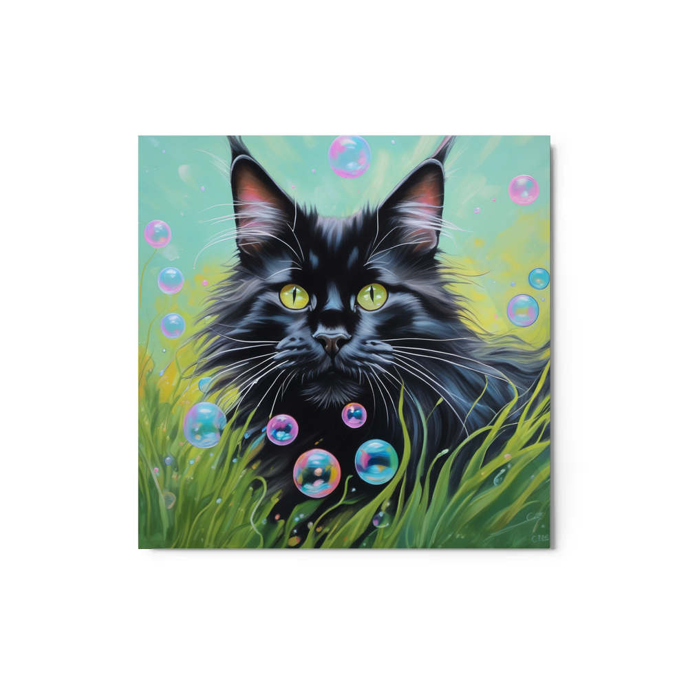 PugMug Custom Black Maine Coon Cat Metal Print