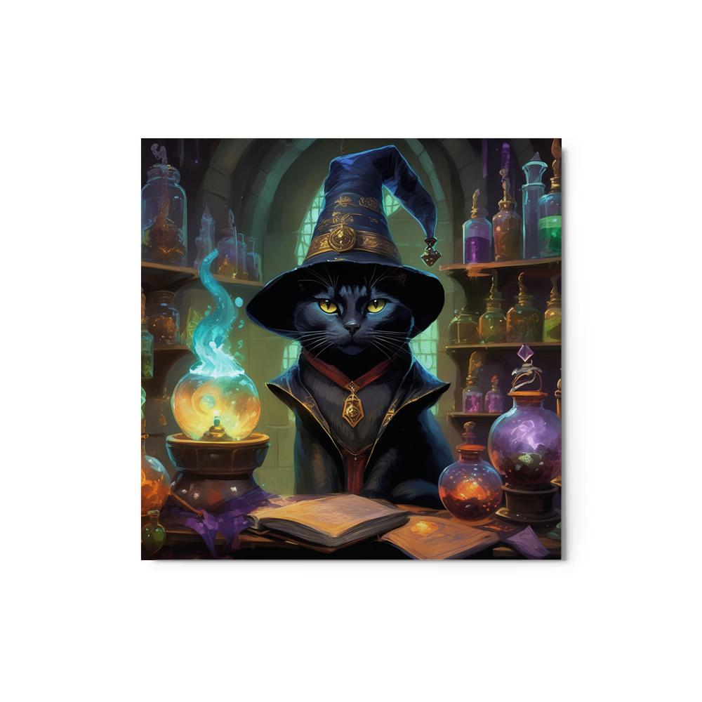 PugMug Custom Black American Shorthair Cat Metal Print