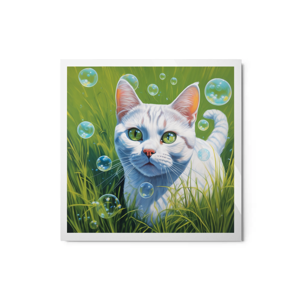 PugMug Custom White American Shorthair Cat Metal Print