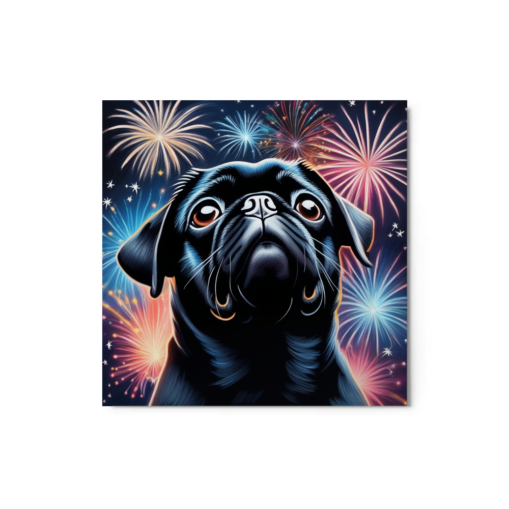 PugMug Custom Black Pug Metal Print