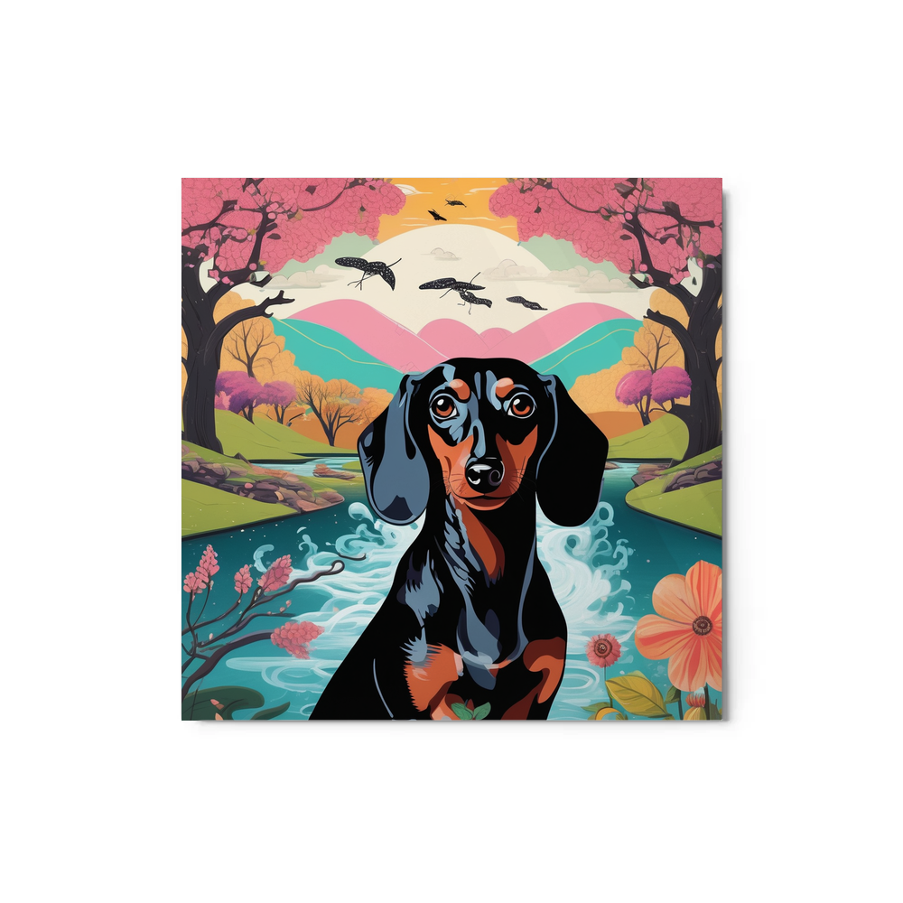 PugMug Custom Black Dachshund Metal Print