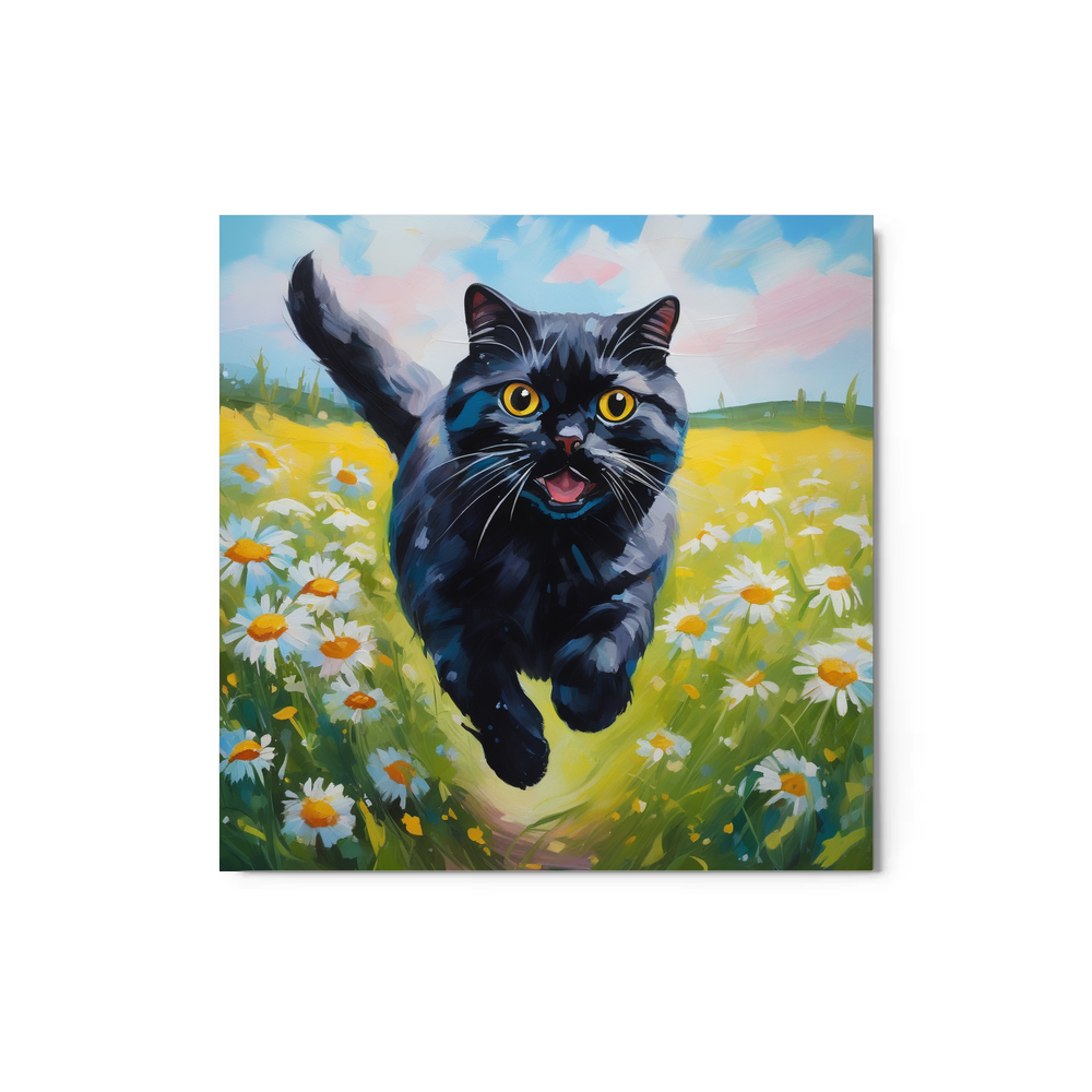 PugMug Custom Black Scottish Fold Cat Metal Print