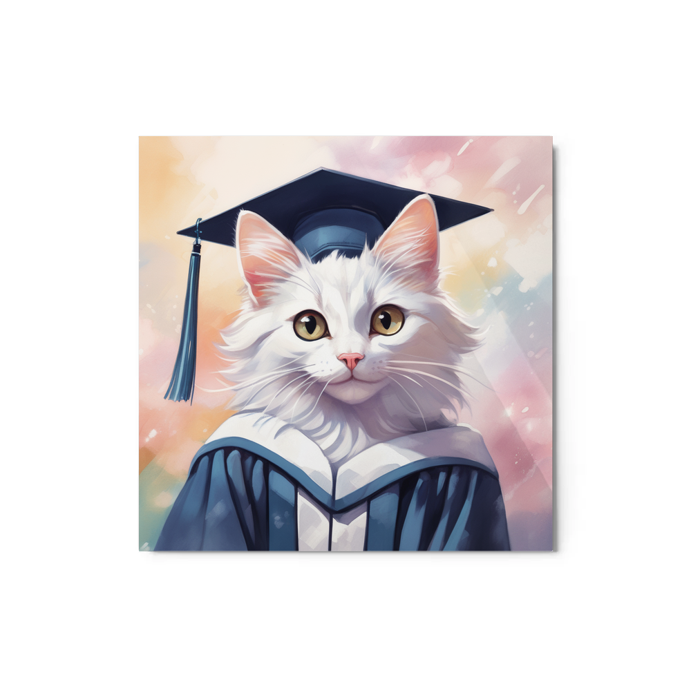 PugMug Custom White Companion Cat Metal Print