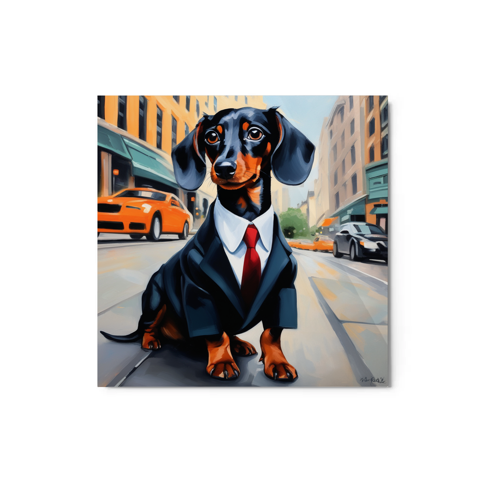 PugMug Custom Black Dachshund Metal Print