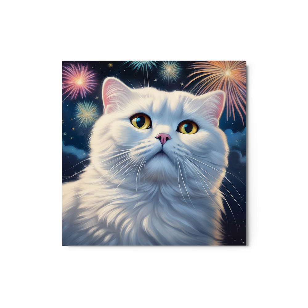 PugMug Custom White Scottish Fold Cat Metal Print