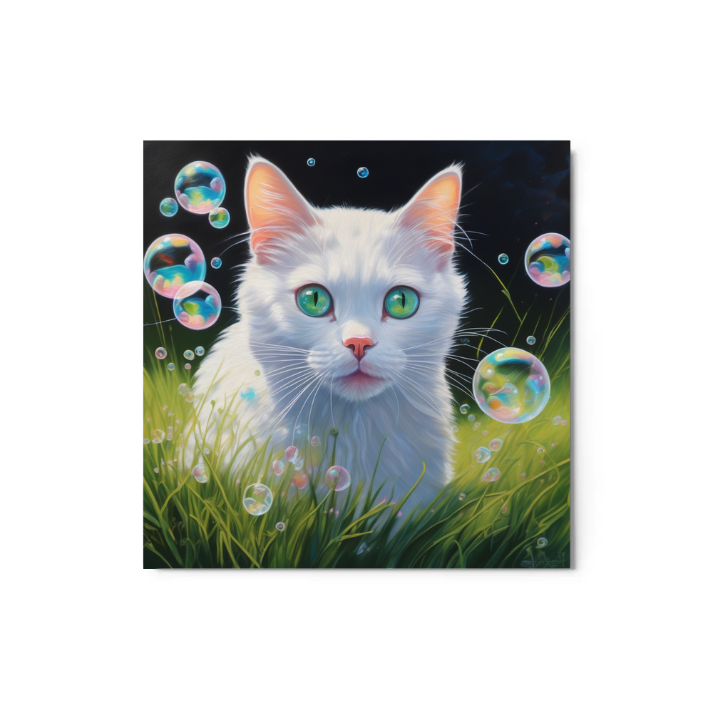 PugMug Custom White Companion Cat Metal Print