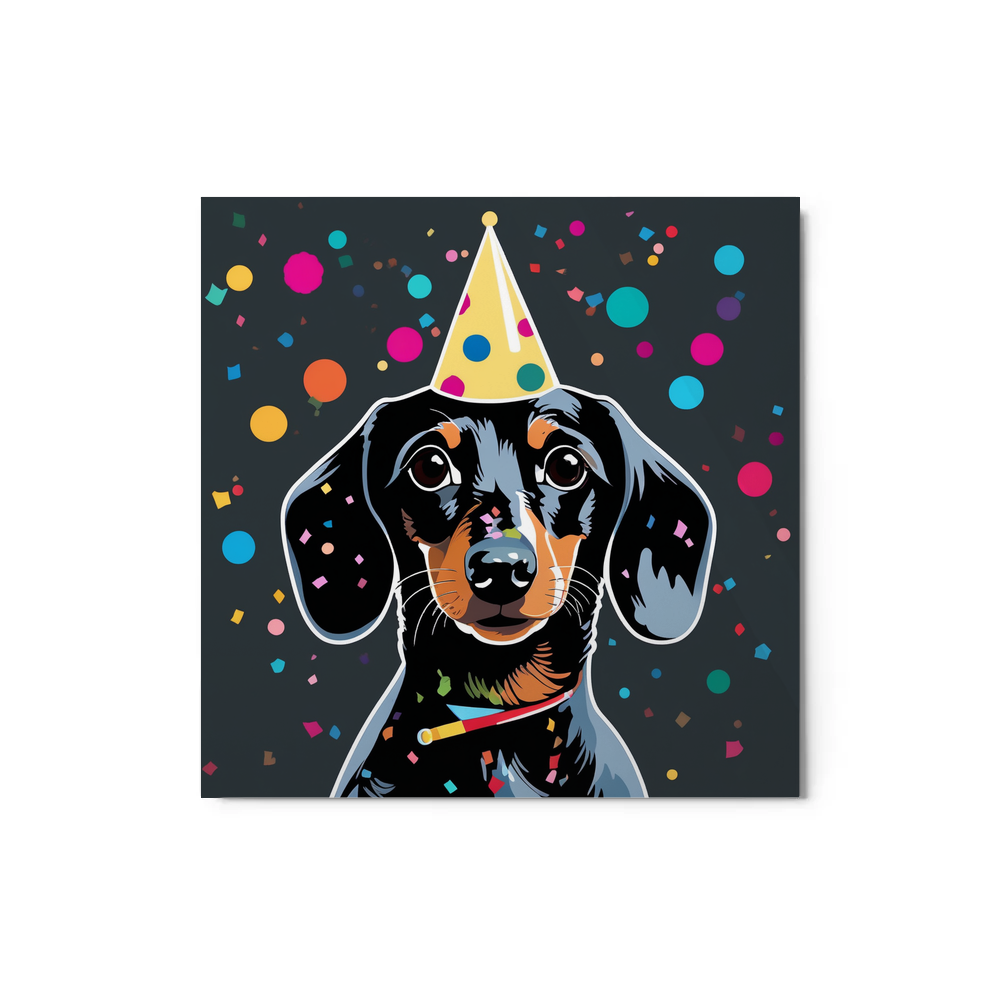 PugMug Custom Black Dachshund Metal Print