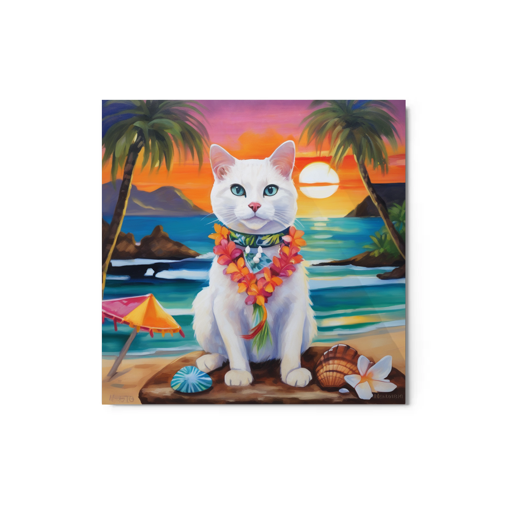 PugMug Custom White Companion Cat Metal Print